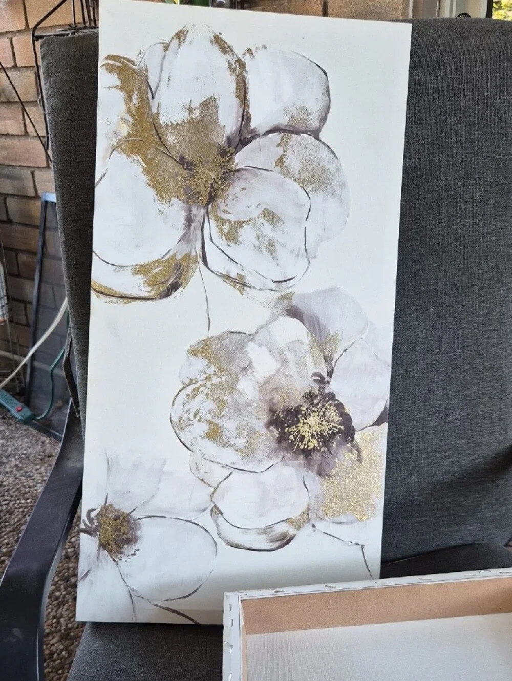Neutral Floral Canvas Wall Art with Gold Accents
